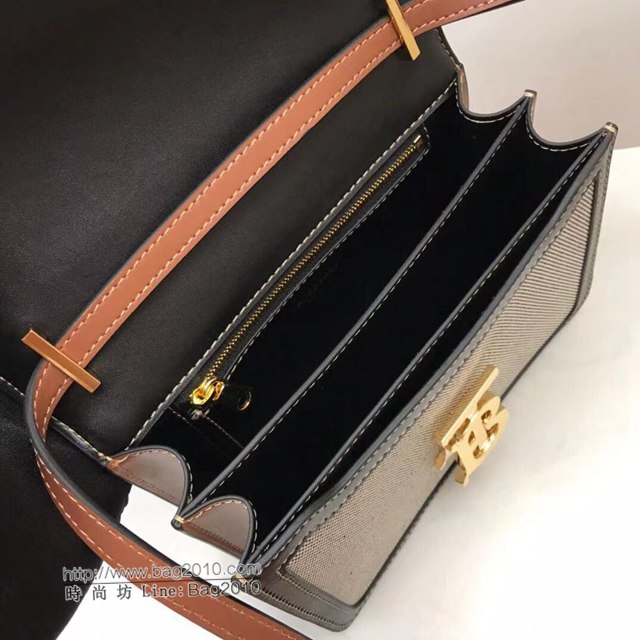 Burberry專櫃新款女包 巴寶莉雙色帆布TB小號斜挎包單肩包  db1150